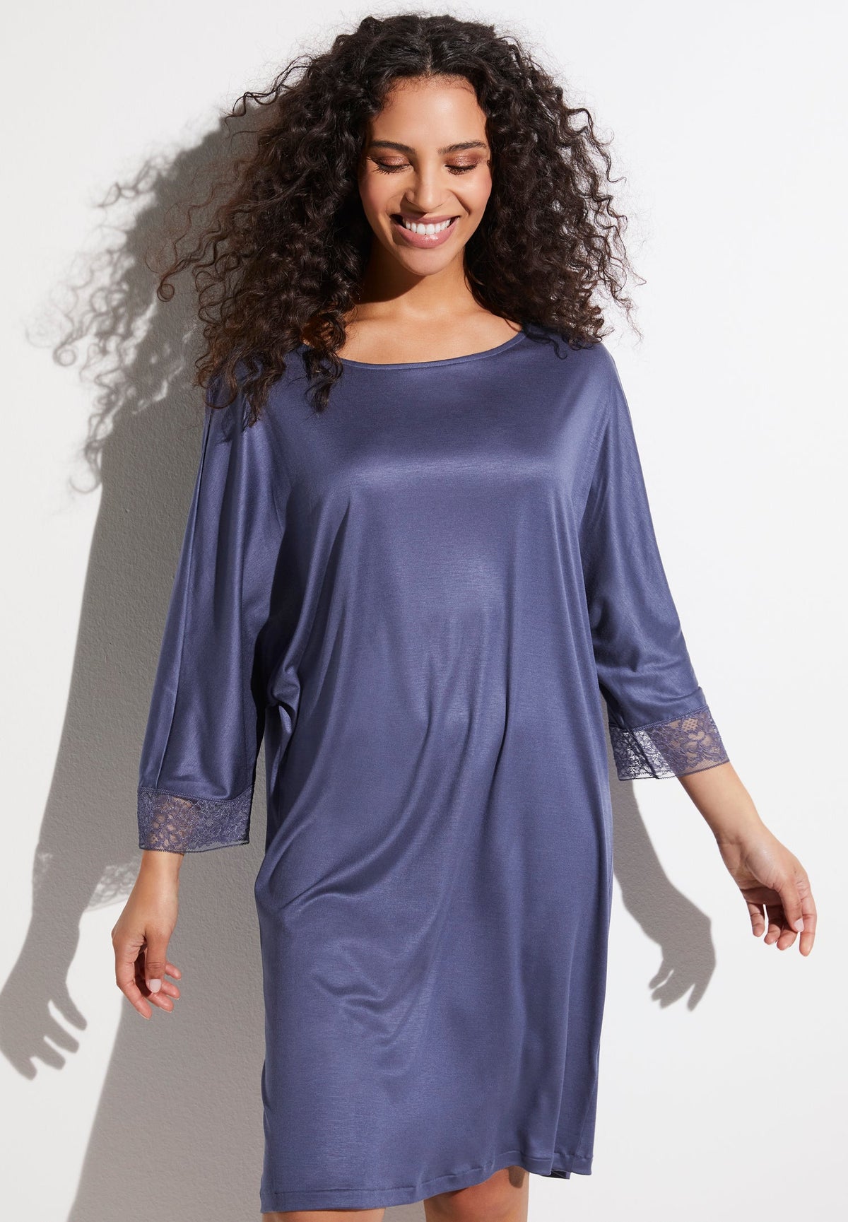 Silk Dreams | Sleepshirt 3/4 Sleeve - iris blue