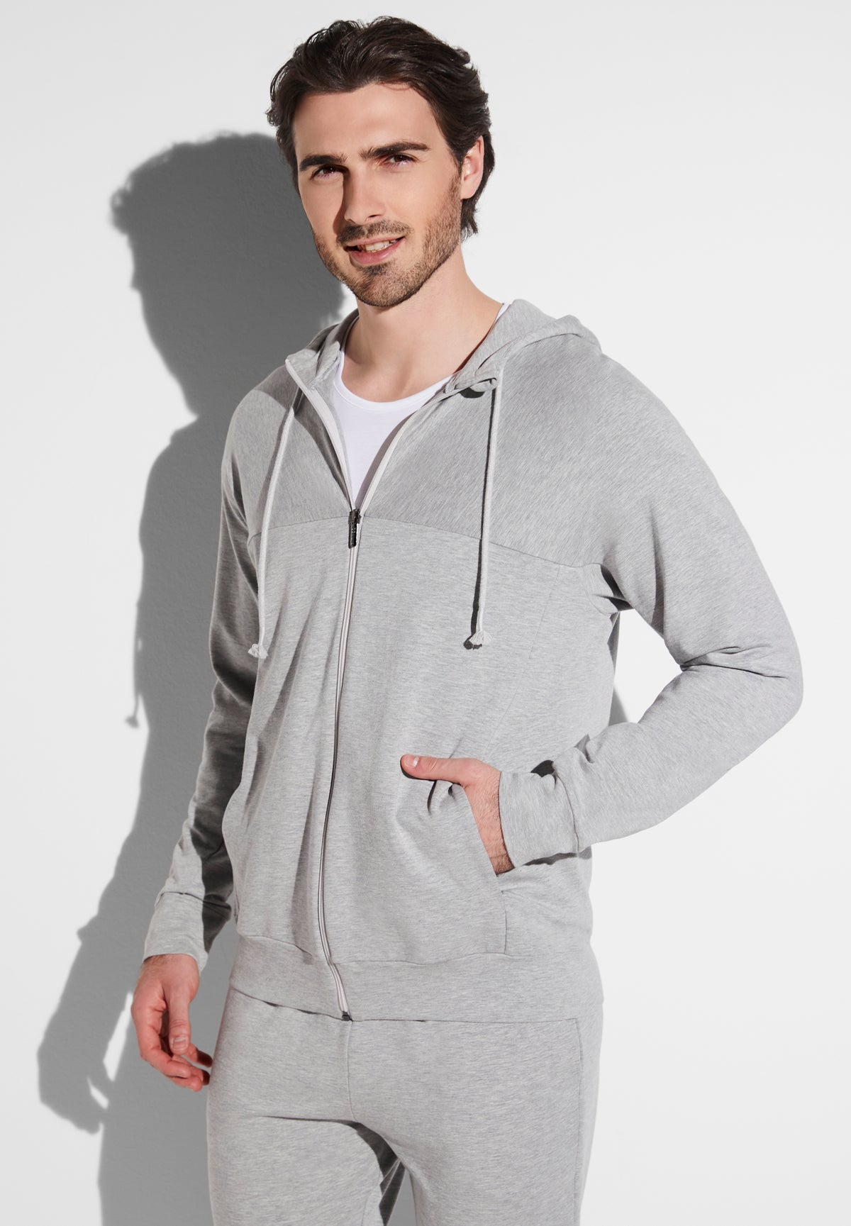 Summer Lounge | Hoodie Veston - light grey mélange