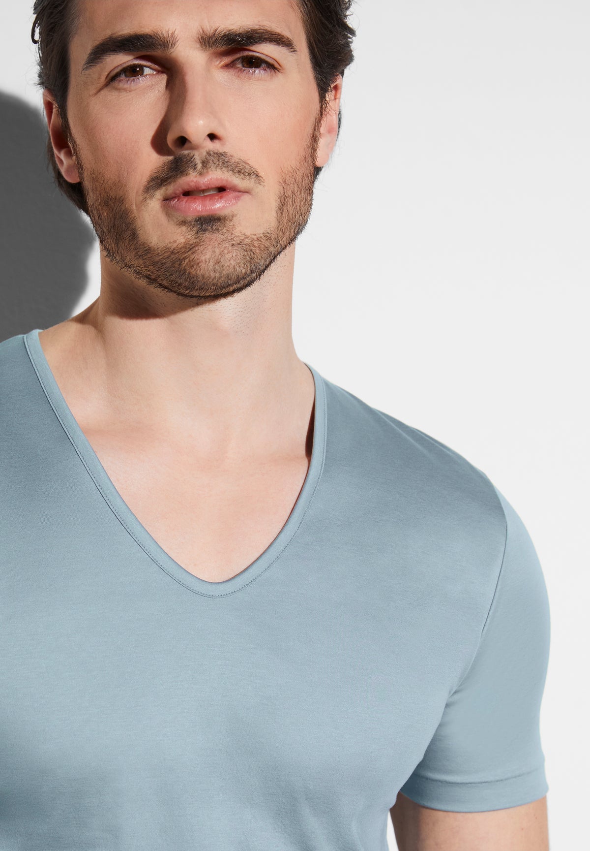 Sea Island | T-Shirt kurzarm V-Ausschnitt - river blue