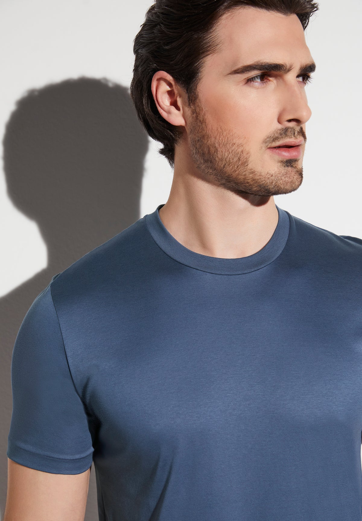 Sea Island | T-Shirt à manches courtes, col rond - steel blue