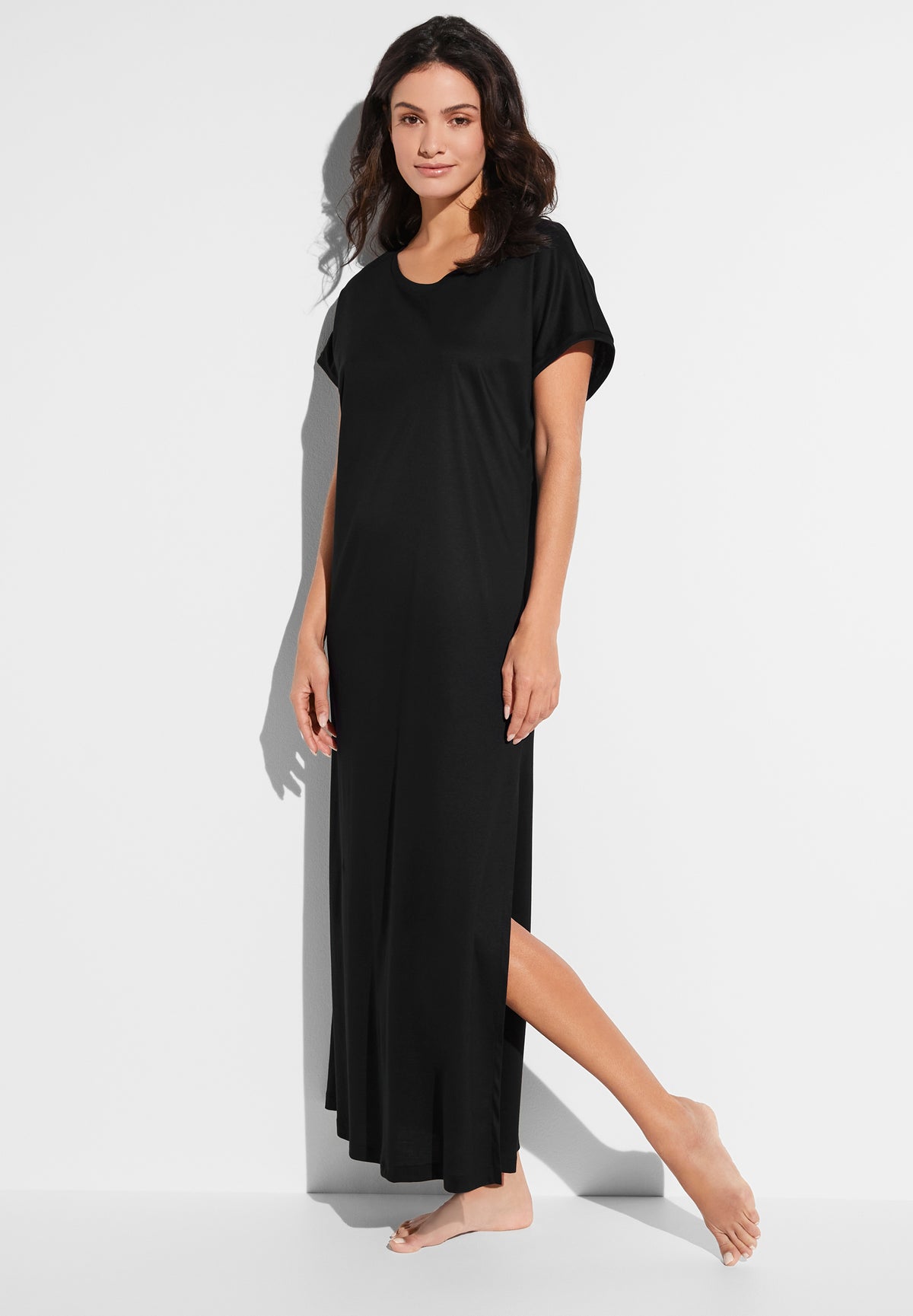 Sea Island | Robe longue manches courtes - black