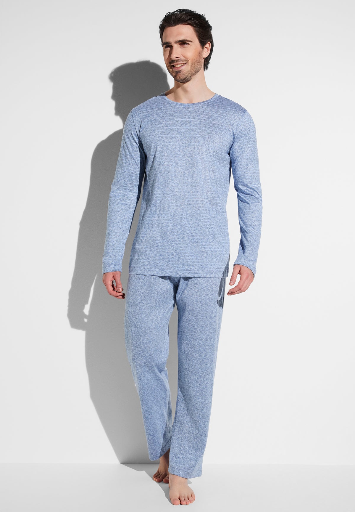 Filodiscozia | Pyjama Long - blue mélange stripes