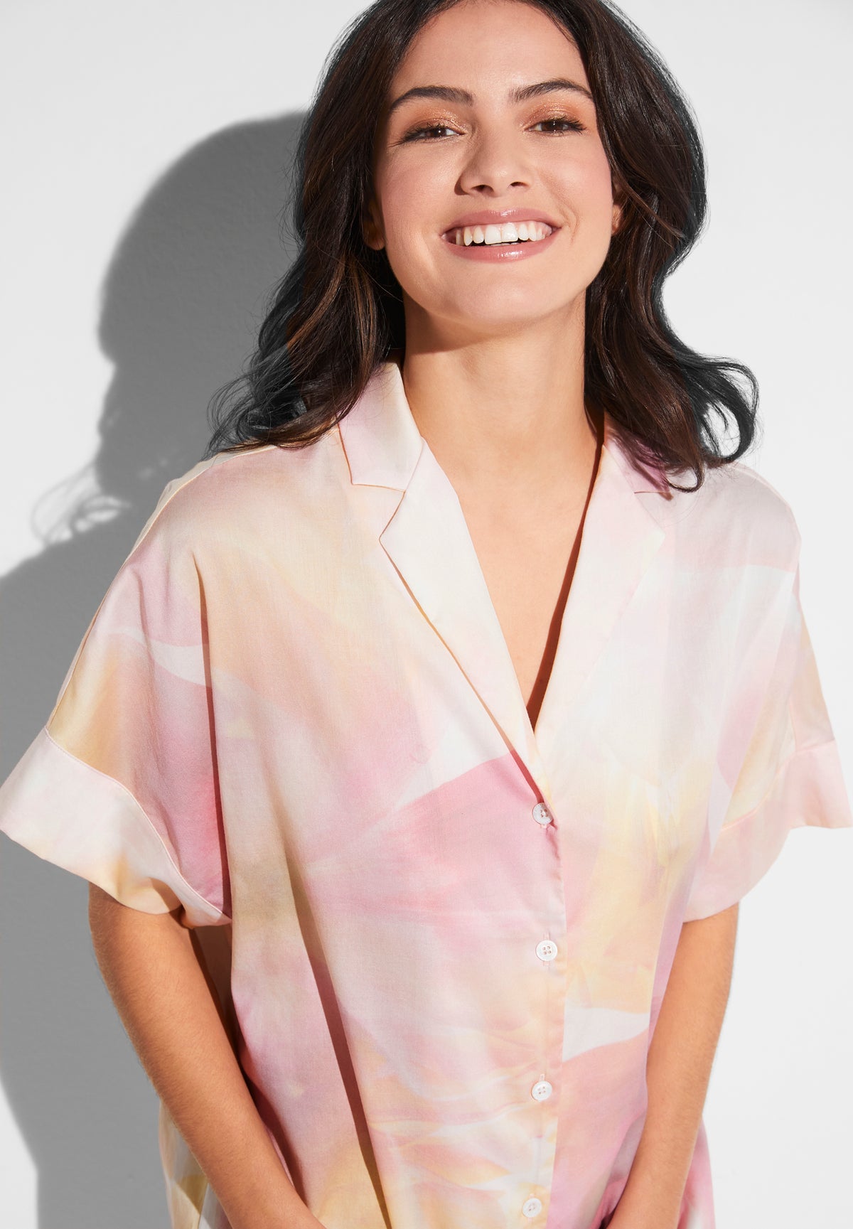 Cotton Sateen Print | Sleepshirt Short Sleeve - full bloom