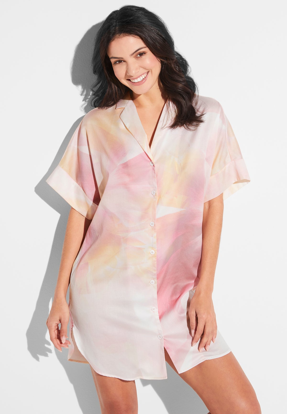 Cotton Sateen Print | Sleepshirt Short Sleeve - full bloom