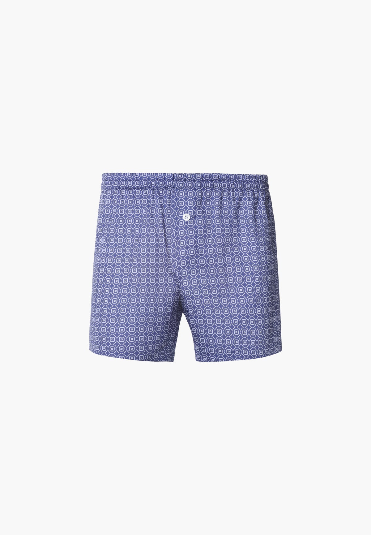 Cotton Sateen Print | Boxer Shorts - geo loops blue