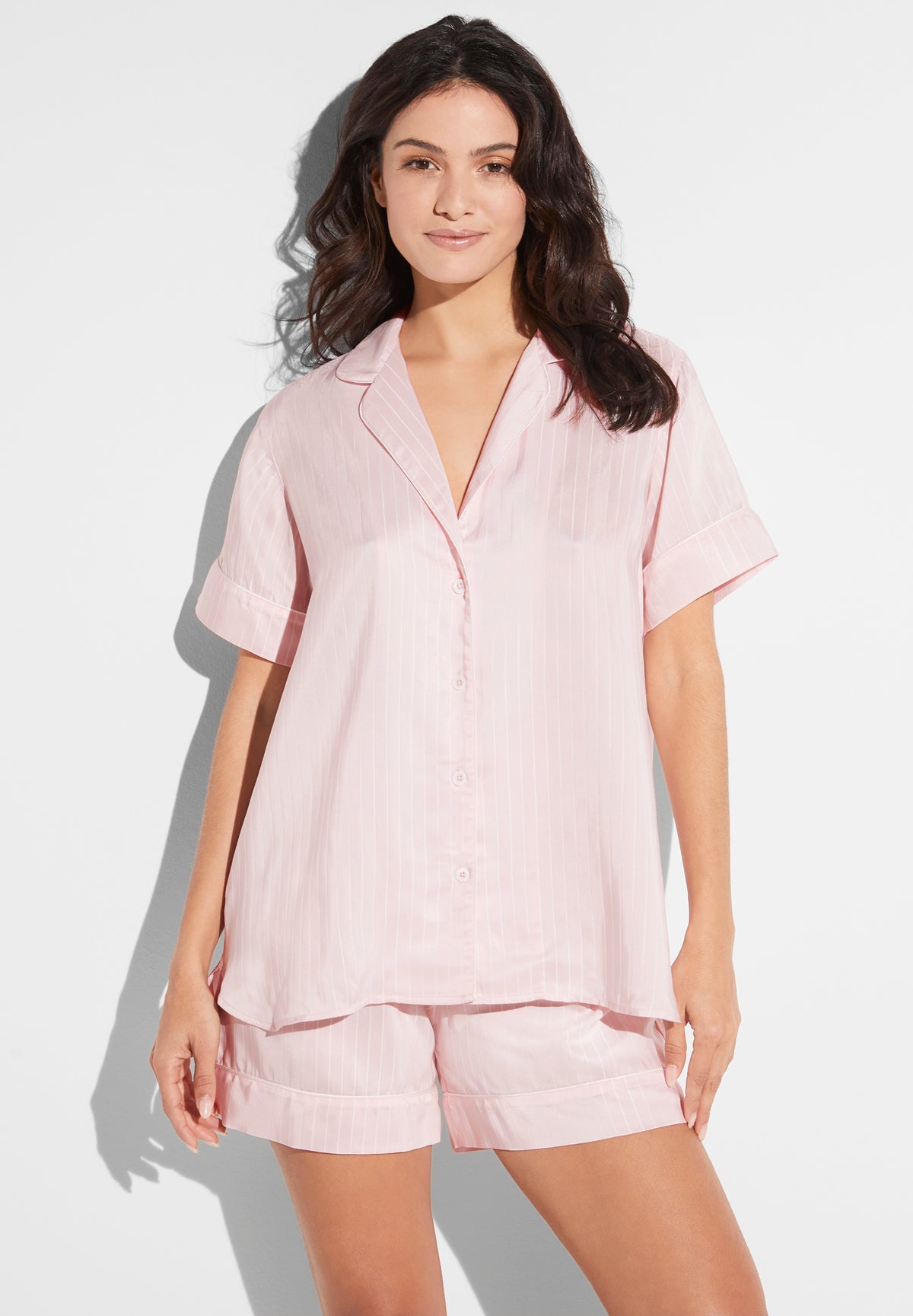 Feminine Stripes | Pyjama kurz - pink stripes