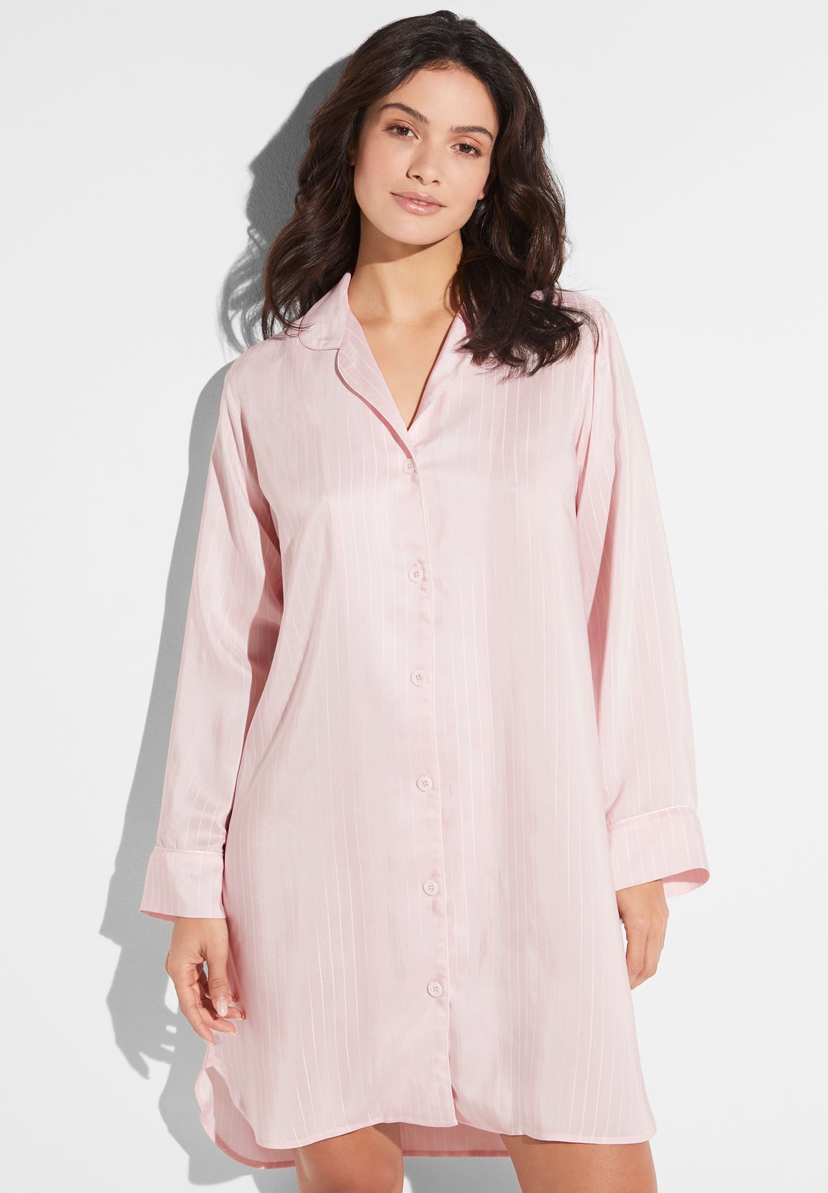 Feminine Stripes | Tee-shirt de nuit manches longues - pink stripes