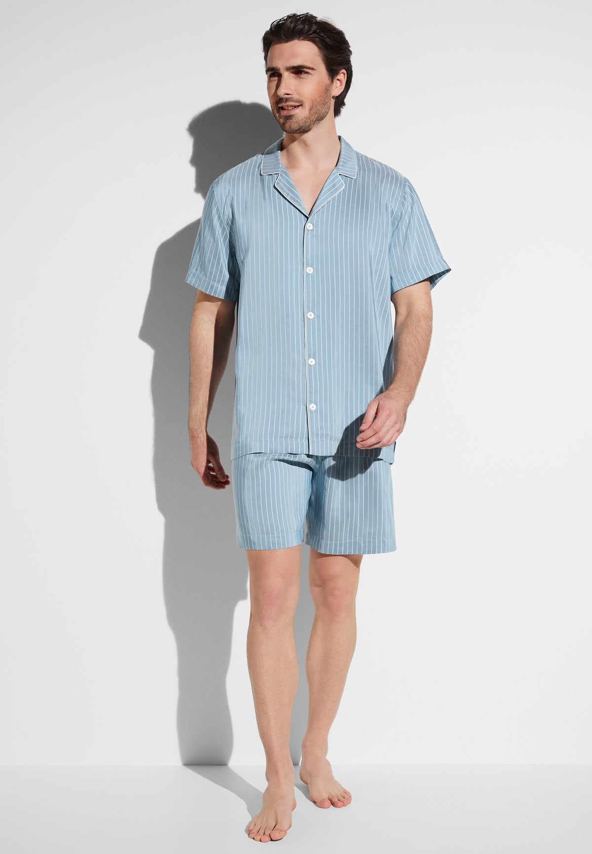 Pinstripes | Pyjama Short - aqua stripes