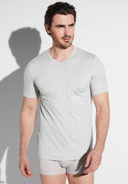 Pureness | T-Shirt Short Sleeve V-Neck - pastel grey