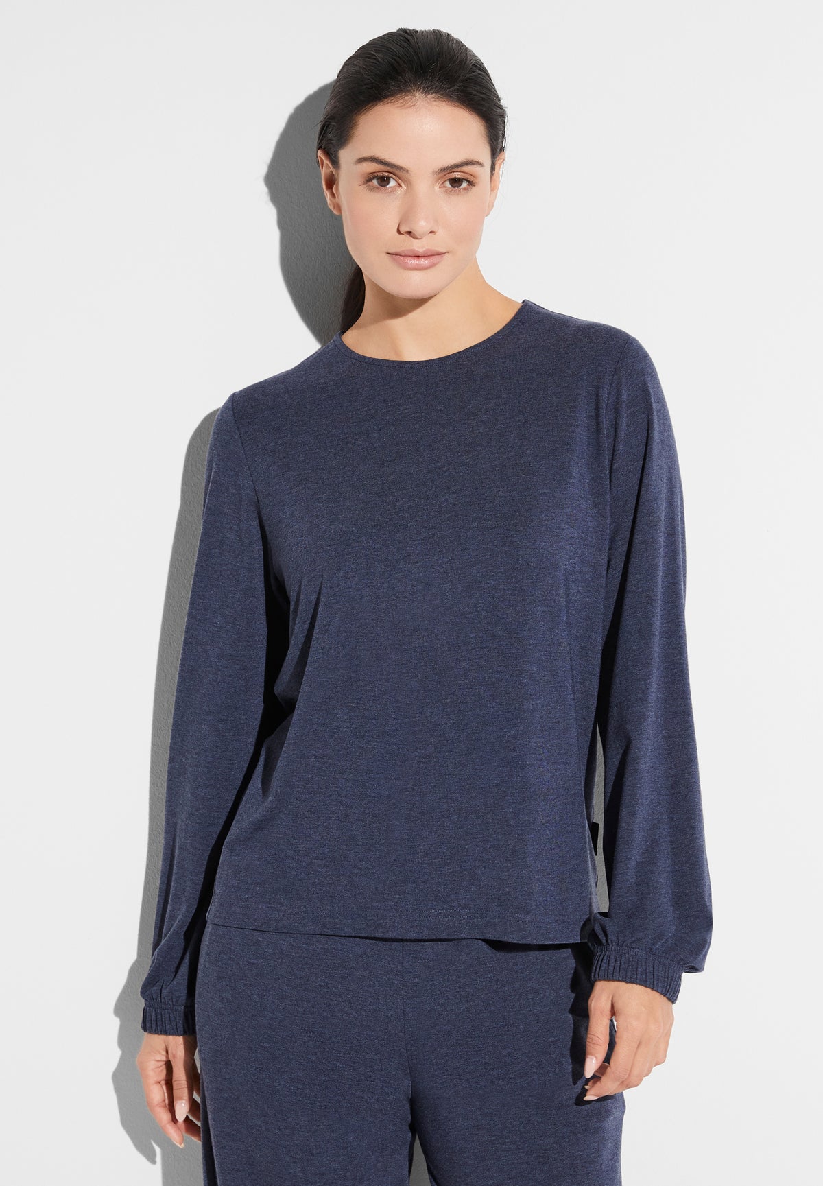 Soft Lounge | T-Shirt Long Sleeve - blue mélange