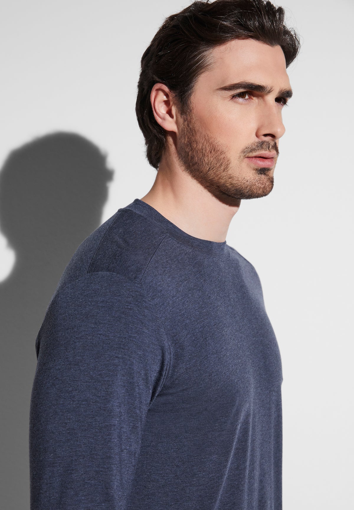 Soft Lounge | T-Shirt langarm - blue mélange