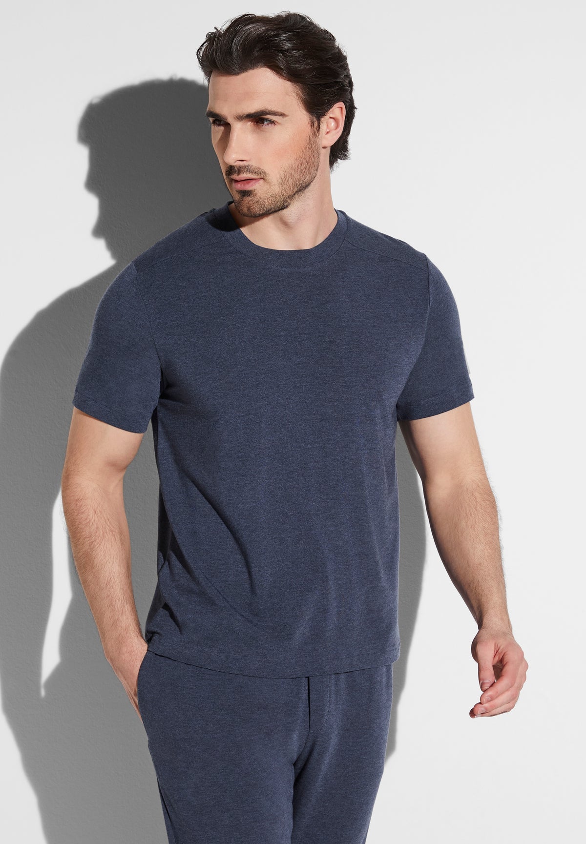 Soft Lounge | T-Shirt Short Sleeve - blue mélange